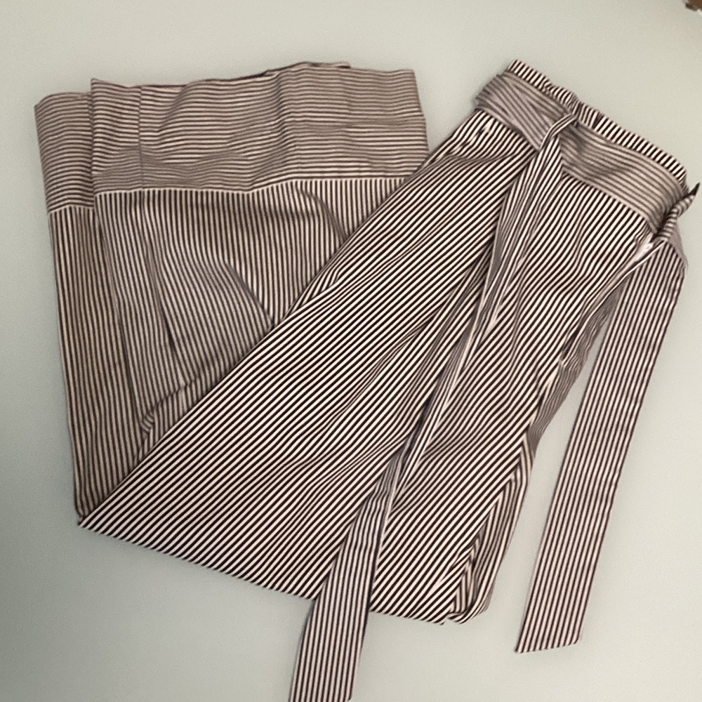 Banana Republic Black and White Striped Wide Leg Pants